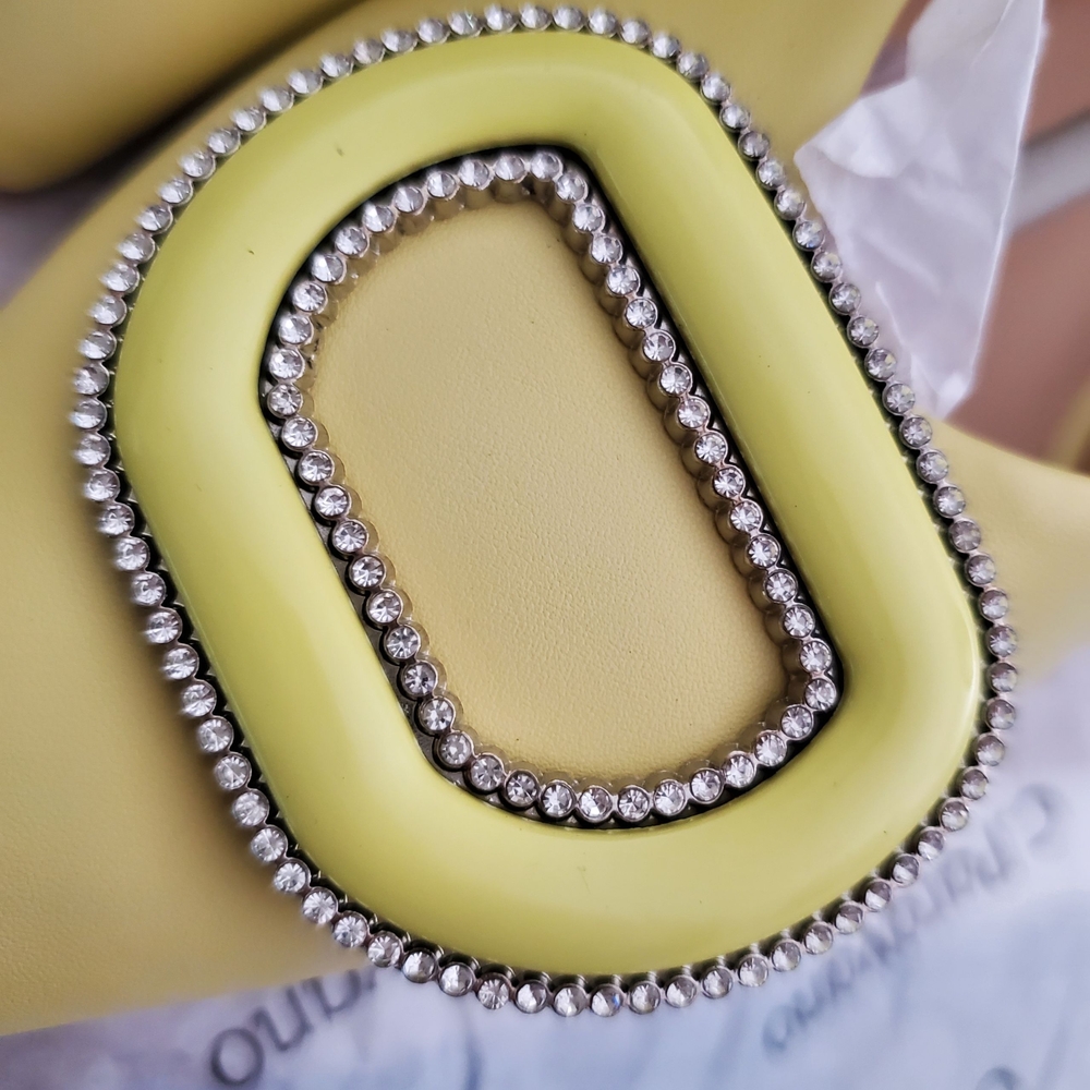 C.Paravano Yellow Women's Flats with Decorative Rhinestone Buckle - Picture 3 of 10